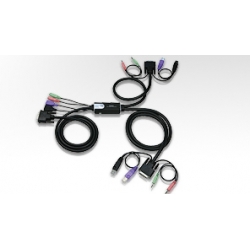 KVM 2/1 CS-62DU USB DVI+audio z kablami Aten